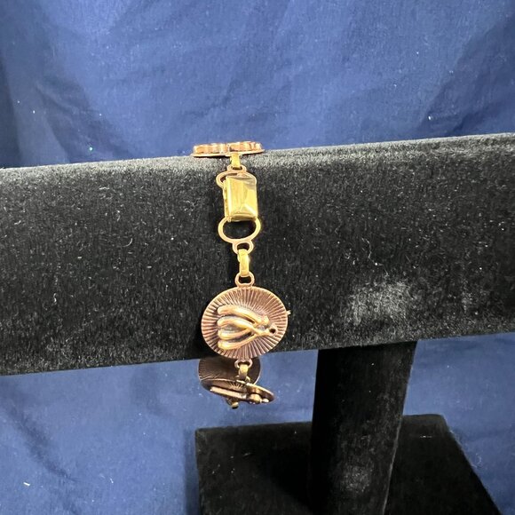 Vintage Gold-Tone Charm Bracelet W/ Good Luck Symbols & Unique Engravings - Picture 3 of 4